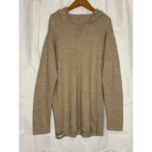 PAKA Royal Alpaca Hooded Sweater XL Sustainable Minimalist Pullover Beige
